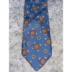Christian Dior Monsieur Neck Tie Vintage Blue & Maroon Geometric‎ pattern